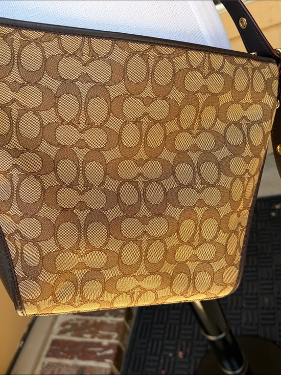 Coach Handbags - Coach Brown Signature Canvas Crossbody with Gold Dufflette